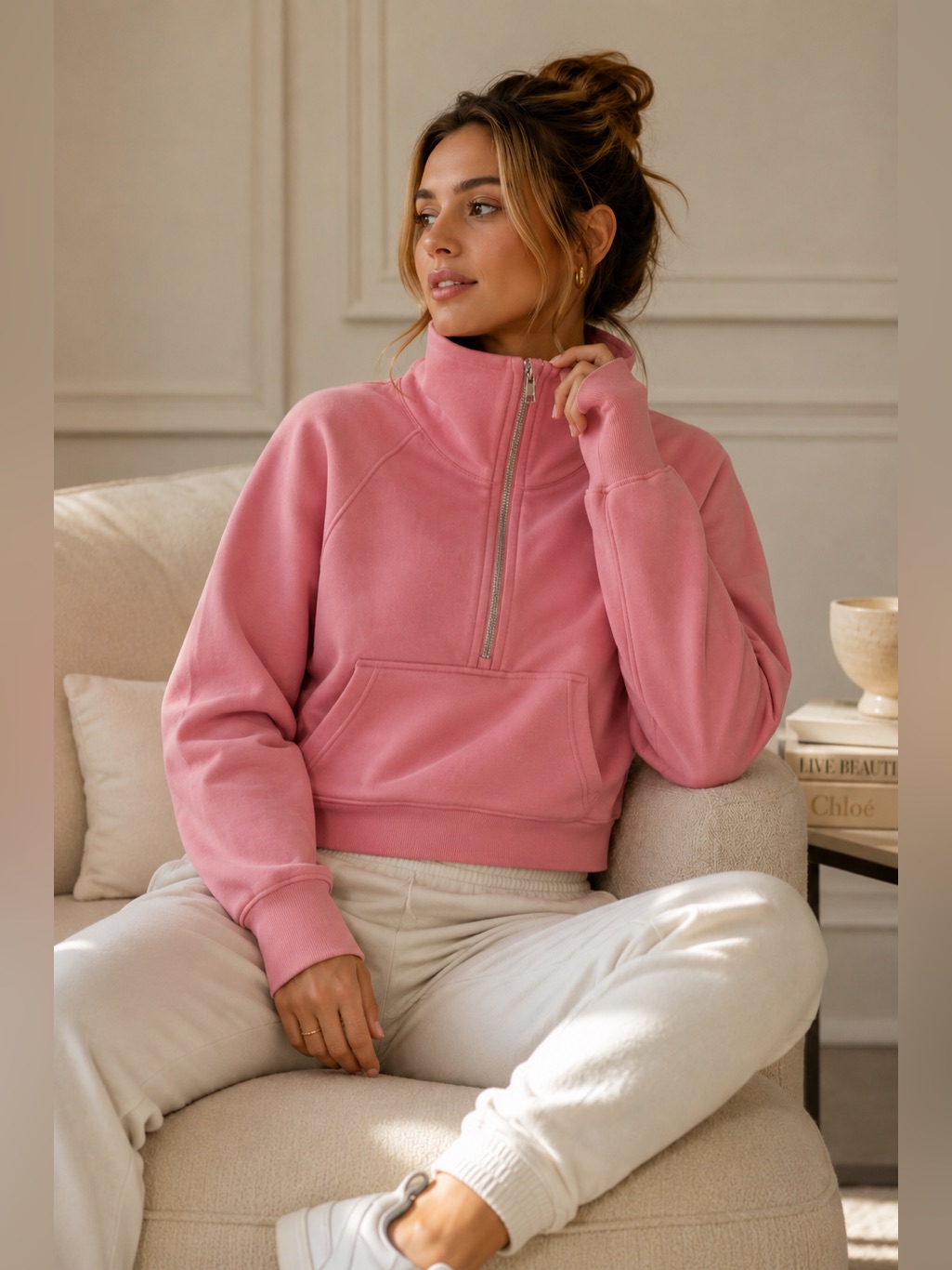 Lululemon Half-Zip Funnel Neck Sweatshirt - Pink